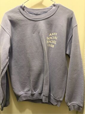 Anti Social Social Club Lavender Crewneck Sweatshirt with Chest Logo